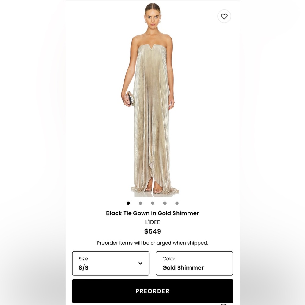 LIDEE gold shimmer gown size 8/S